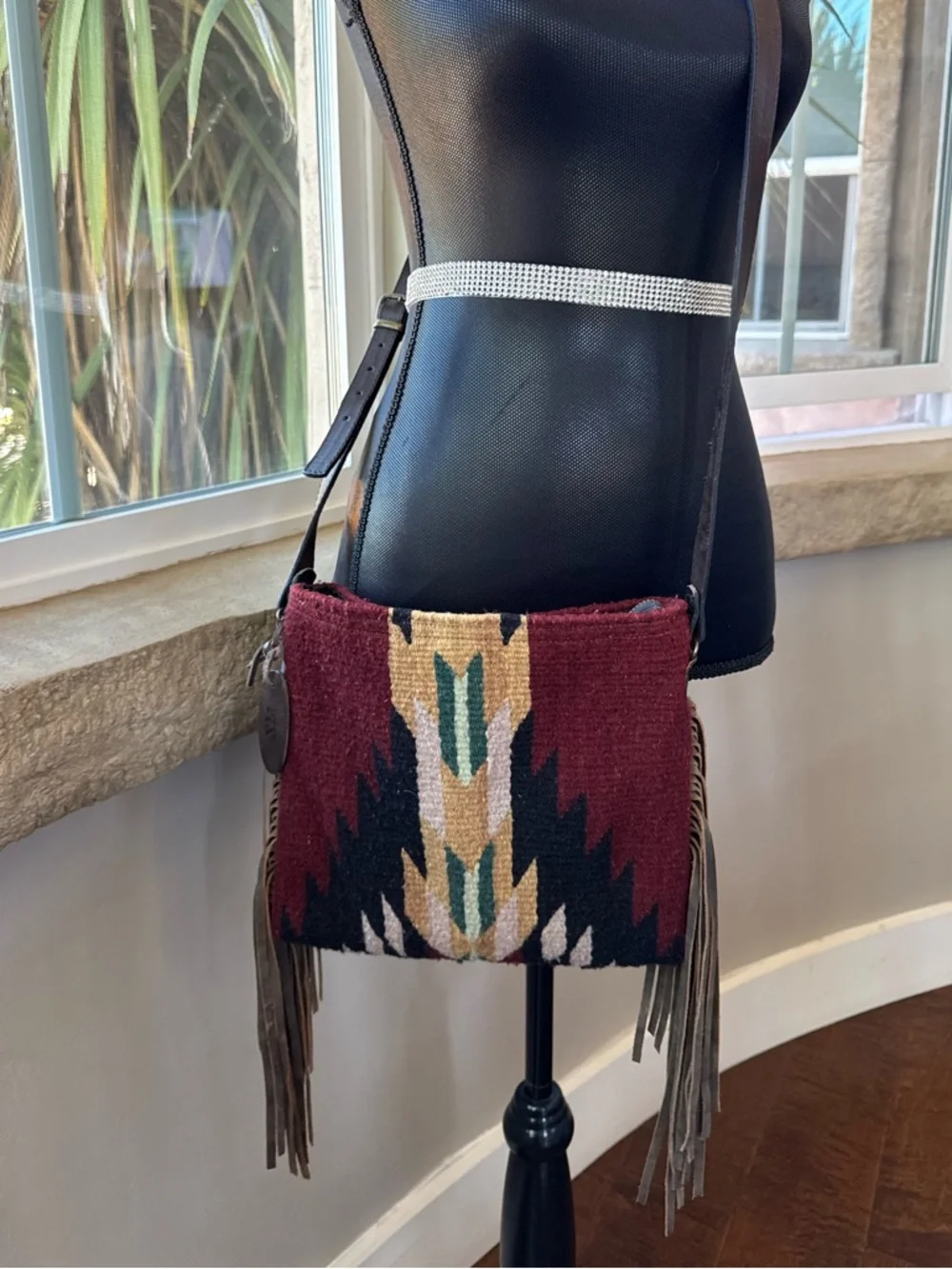 MZ Made Fringe - Wool Brisas Pattern Handwoven Crossbody Bag Purse